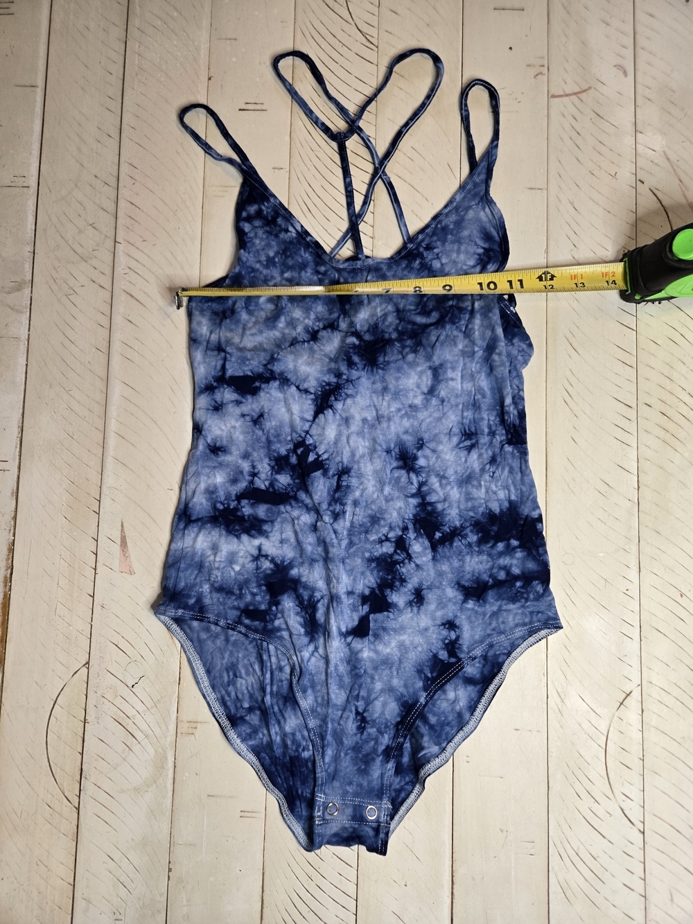 American Eagle Blue Tie Dye Strappy Back Bodysuit Size Small